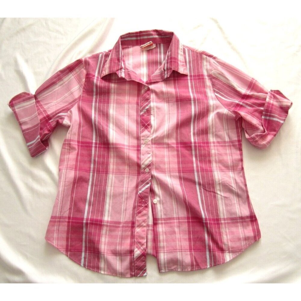 Women Accent Cotton/Polyester Button Roll Up Short Sleeve Shirt Sz 18‎ (WB306)